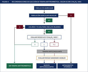 RECOMENDACIONES DE ELECCIÓN DE TERAPIA ANTITROMBÓTICA, SEGÚN SCORE CHA2DS2-VASC Traducido de Cam J et al. Focussed update on the ESC Guidelines for the management of atrial fibrillation European Heart Journal 2012; 33: 2719-274.