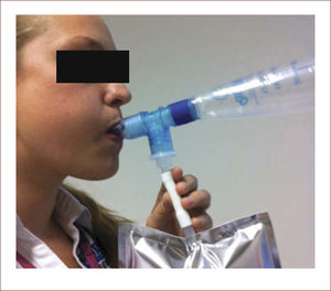 Helicobacter pylori en aire expirado Foto comercial