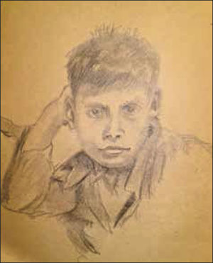 Dibujo a lápiz de uno de sus hijos (Cortesía de la Familia Fuenzalida Ruiz).