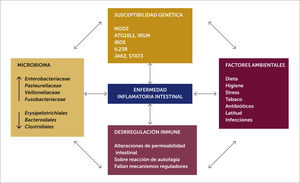Patogenia de la Enfermedad inflamatoria intestinal pediátrica.