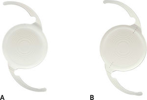 Lentes intraoculares EDOF TECNIS Symfony® A. Lente intraocular TECNIS Symfony® ZXR000 EDOF difractivo. B. Lente intraocular TECNIS Symfony® Toric ZXTxxx o Toric II ZXWxxx EDOF difractivo tórico.