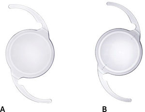 Lentes intraoculares monofocales plusTECNIS Eyhance™ A. Lente intraocular TECNIS Eyhance™ ICB00 o DIB00 monofocal plus. B. Lente intraocular TECNIS Eyhance™ DIUxxx monofocal plus tórico.