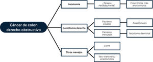 Esquema de decisión en pacientes con cáncer de colon derecho obstructivo.