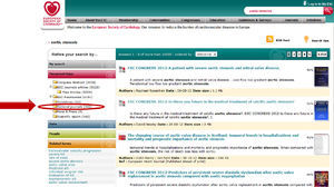 Results page with relevant information about the documents found. On the left, there is a toolbar with a ﬁltering system to reﬁne the search.