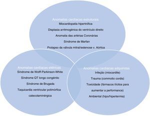 Distribuição das causas de morte súbita de causa cardiovascular de 1435 jovens atletas de competição (registo do Minneapolis Heart Institute Fundation: 1980‐2005).
