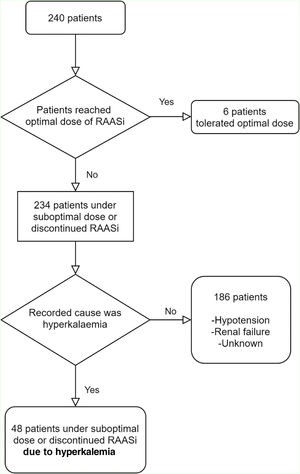 Flowchart of patient selection Legend: RAASi: renin-angiotensin-aldosterone system inhibitors.