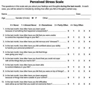 The 10-item Perceived Stress Scale by Cohen et al.6 on which the questionnaire used in the present article was based.