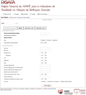 Electronic questionnaire form used for the survey (part 1: baseline characteristics).