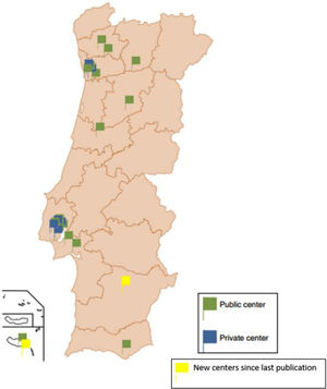 Geographic distribution of electrophysiology centers.