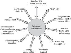 Key components of pulmonary rehabilitation.