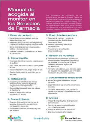 Manual de acogida al monitor en los servicios de farmacia.