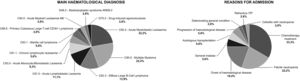 Classification of the main haematological diagnosis and the reason for admission of patients whose medication reconciliations were analysed.