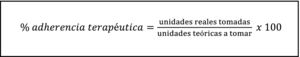 Fórmula para calcular la adherencia terapéutica.