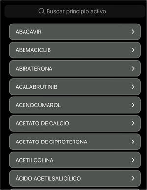 Buscador por principio activo.