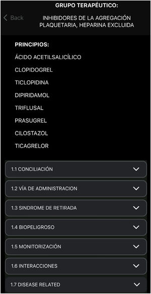 Contenido por grupo terapéutico.