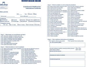 Cuestionario del Sistema de Notificación y Registro de Eventos Adversos (SNEA).