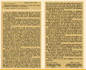 Letter of Pavel and Mincu on behalf of the Romanian Academy to the President of the Nobel Institute (October 1969)