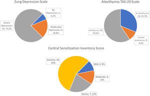 Summary of obtained psychometric scores.