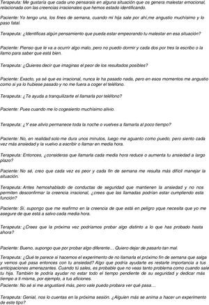Extracto de interacción que ejemplifica ideación de un experimento conductual.