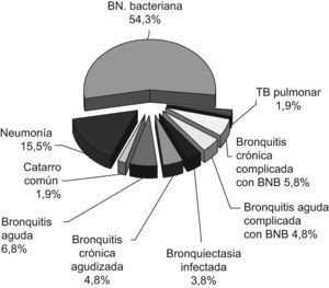 Tipos de sepsis respiratorias con que ingresaron en el servicio de medicina interna los pacientes estudiados (fuente: registros médicos).