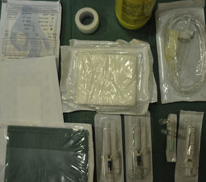 Material necesario para realizar una paracentesis evacuadora domiciliaria.
