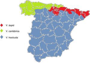 Distribución geográfica de las víboras en España.