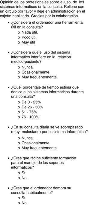 Cuestionario médico.