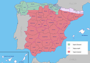 Distribución geográfica de los diferentes tipos de víboras que habitan en nuestro país.