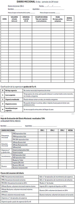 Detalles del diario miccional. Tomado de Jiménez Cidre17.