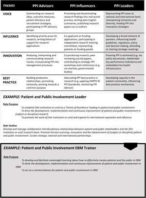 A spectrum of patient and public involvement (PPI) activity and role profile examples.