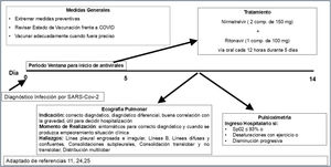 Abordaje del paciente de alto riesgo ante la infección por SARS-CoV-2. Adaptado de Serrano-Cumplido et al.11, Segura-Grau24 y Blazic et al.25.