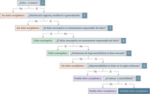Algoritmo de la IASP para el diagnóstico de dolor nociplástico. Adaptada de Nijs et al.9).