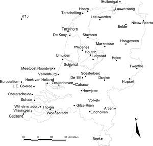 Location of wind stations used in case study