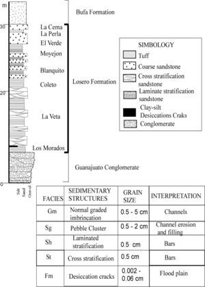 Stratigraphic reconstruction of the Losero Formation in Guanajuato city