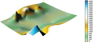 Distribution of methane superficial emissions (g CH4 m-2 d-1) detected in the landfill of Merida, Mexico