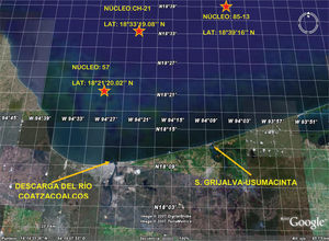 Location of sampling points in the Southern Gulf of Mexico (S7. Supplementary Information Section)