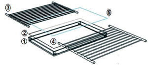 Solar heater components; 1 Housing, 2 Polystyrene Plate, 3 Absorber A, 4 Absorber B, 5 Glass