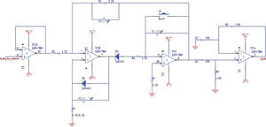 Circuito detector/retenedor continuo del nivel del pico máximo del Ve(t) (LF347N)