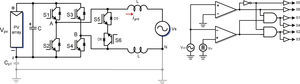 Proposed single-phase transformerless inverter and its modulation circuit.