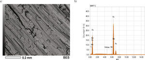Micrografía y análisis EDS de la muestra testigo del acero al carbono en la UTTAB.