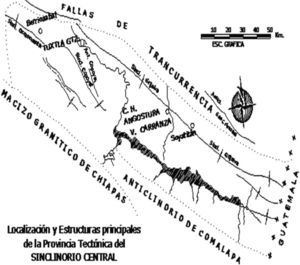 Sinclinorio Central que abarca al valle de la Ciudad de Tuxtla Gutiérrez (De la Rosa et al., 1989).