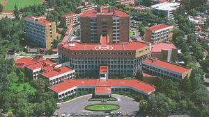 Vista aérea del Instituto Nacional de Cardiología Ignacio Chávez en la Ciudad de México.