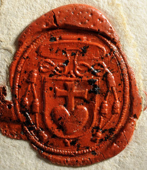 Stensen's seal on his letter written in Hanover, Germany, on April 19, 1678 on the Julian calendar to the Grand Duke of Tuscany Cosimo III de’ Medici (1642–1723).