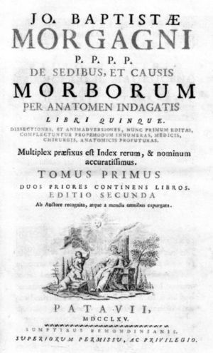 Segunda edición del tratado anatómico de G.B. Morgagni (Padua 1765).