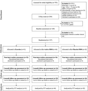Flow diagram of participants through the trial. BMI, body mass index; ITT, intention-to-treat.