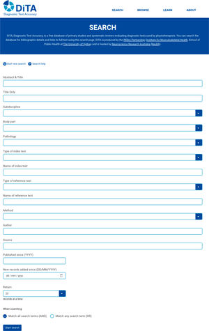 DiTA search page.