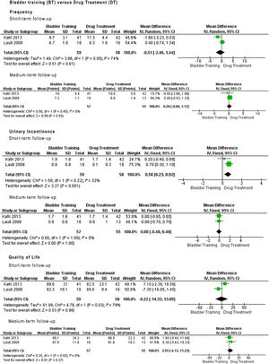 Meta-analysis bladder training (BT) vs drug treatment (DT).