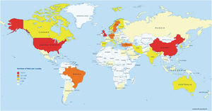 Number of trials per country.