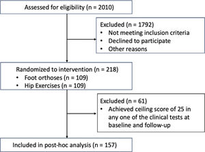 Participant flow chart showing exclusions for this secondary analysis (adapted from the original RCT16).
