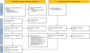 Flow diagram showing search and selection of articles for systematic review.
